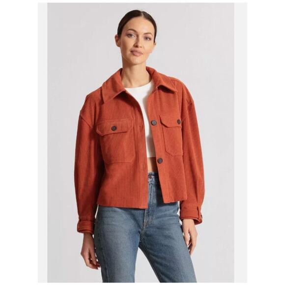 Avec Les Filles Relaxed Corduroy Shacket Oversized Burnt Orange Rust Size Large - Picture 2 of 13